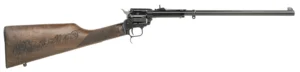 Heritage Mfg BR226B16HSWB01 Rough Rider Rancher 22 LR 6rd 16" Barrel, Black Metal Finish, Exposed Hammer, Walnut Stagecoach Engraved Stock | Elite Firearms
