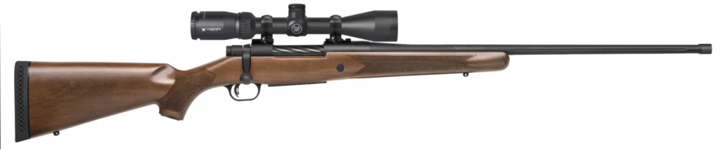 Mossberg 28238 Patriot w/Optic 450 Bushmaster 4+1 20" Matte Blued Threaded Barrel, Matte Blued Drilled & Tapped Receiver, Fixed Walnut Stock, Vortex Crossfire II 3-9x40mm | Elite Firearms