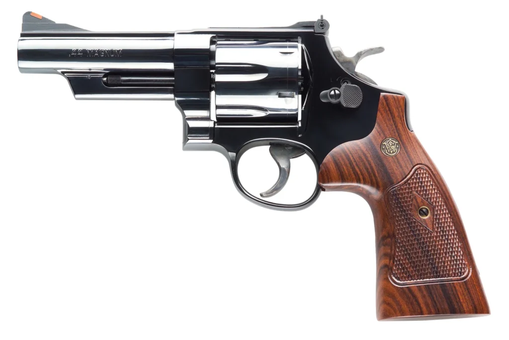 Smith & Wesson 150254 Model 29 Classic 44 Rem Mag or 44 S&W Spl Blued Carbon Steel 4" Barrel, 6rd  Cylinder & N-Frame, Checkered Square Butt Walnut Grip | Elite Firearms