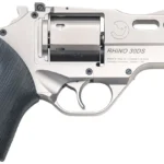 Chiappa Firearms 340290 Rhino 30DS  Small Frame 357 Mag 6 Shot, 3" Nickel-Plated Steel Vent Rib Barrel & Cylinder, Nickel-Plated Aluminum Frame, Black Rubber Grip, Concealed Hammer | Elite Firearms