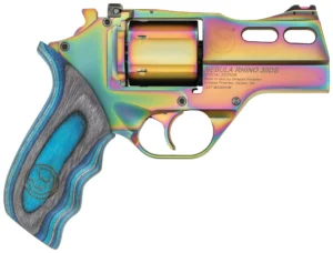 Chiappa Firearms CF340319 Rhino 30DA Nebula *CA Compliant 357 Mag 6 Shot, 3" Rainbow PVD Steel Vent Rib Barrel & Cylinder, Rainbow PVD Aluminum Frame, Blue Laminate Grip, Exposed Hammer | Elite Firearms