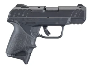 Ruger 3829 Security-9 Compact 9mm Luger  3.42" Barrel 10+1, Black Polymer Frame With Picatinny Acc. Rail, Black Oxide Steel Slide, Hogue Beavertail HandALL Grip Sleeve, Manual Safety | Elite Firearms