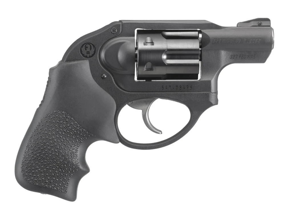 Ruger 5452 LCR  Small Frame 327 Federal Mag 6 Shot, 1.87" Matte Black Steel Barrel, Black PVD Cylinder, Matte Black Stainless Steel Frame, Black Hogue Tamer Monogrip, Shrouded Hammer | Elite Firearms