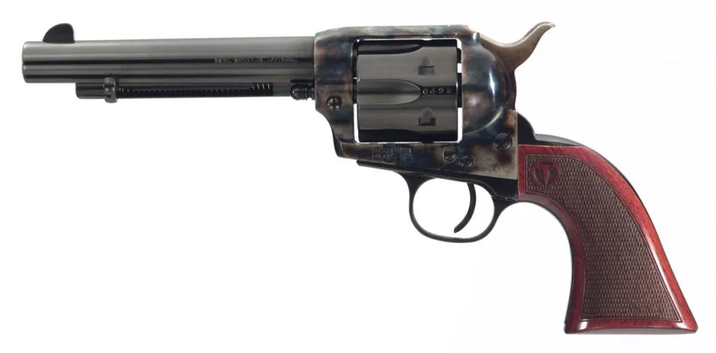 Taylors & Company 4108DE Smoke Wagon Deluxe 357 Mag 6rd 5.50" Blued Cylinder & Barrel Color Case Hardened Steel Frame Checkered Walnut Grip (Taylor Tuned) | Elite Firearms