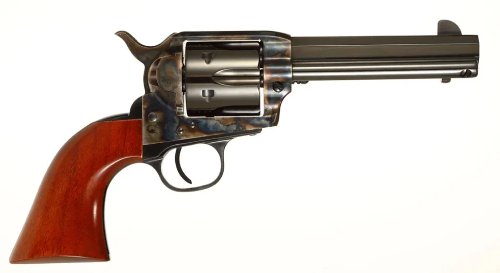 Taylors & Company 556104 1873 Cattleman Drifter 357 Mag Caliber with 4.75" Blued Finish Barrel, 6rd Capacity Blued Finish Cylinder, Color Case Hardened Finish Steel Frame & Walnut Grip | Elite Firearms