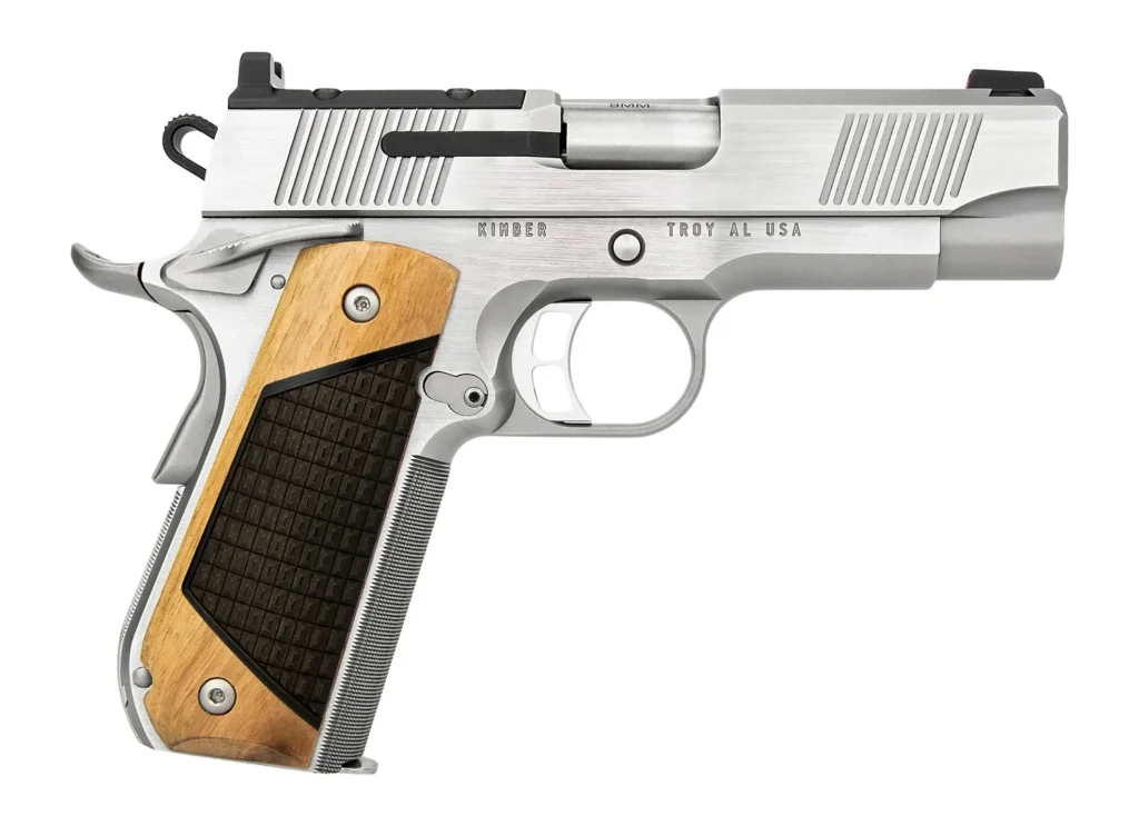 Kimber Mfg, Inc 3500405 Next Generation Pro 9mm Luger 9+1 4" Stainless Crowned Bull Barrel, Matte Stainless Steel Optic Ready/Serrated Slide, Matte Stainless Steel Frame w/Beavertail, Black Walnut w/G | Elite Firearms