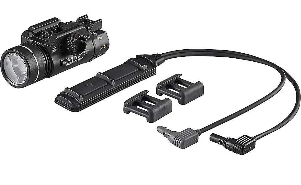 Streamlight 69889 TLR-1 HL Black Anodized Aluminum, 1,000 Lumens White LED Bulb, 283 Meters Beam, Picatinny Rail/Rail Clamp Mount | Elite Firearms