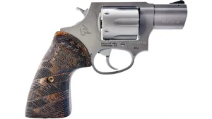 Taurus 2-85629-US2 856 Small 6 Shot 2" Matte Stainless Steel Barrel & Frame, Polished Cylinder, Custom Designed Wood Grip w/Stars, Transfer Bar Safety, Exposed Hammer | Elite Firearms