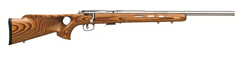 Savage Arms 96200 93R17 BTVSS 17 HMR Caliber with 5+1 Capacity, 21" Barrel, Satin Stainless Metal Finish, Fixed Thumbhole Natural Brown Laminate Stock & AccuTrigger Right Hand (Full Size)