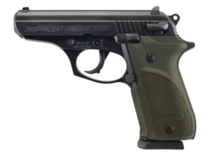 Bersa T380PMC Thunder Combat Sub-Compact Frame 380 ACP 15+1, 3.50" Black Steel Barrel, Matte Black Serrated Steel Slide & Aluminum Frame w/Beavertail, Olive Wrap-Around Grip | Elite Firearms