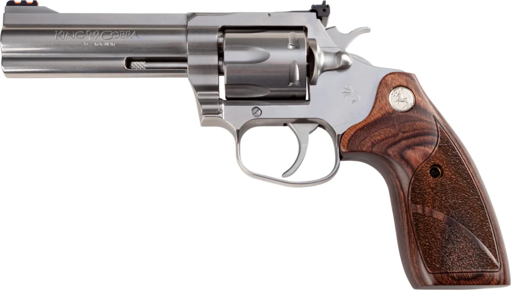 Colt Mfg KCOBRASB4TS King Cobra Target 357 Mag 6 Shot 4.25" Matte Stainless Barrel, Cylinder & Steel Frame. Altamont Wood Grip | Elite Firearms