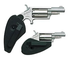 North American Arms 22MSHG Mini-Revolver 22 WMR 5 Shot 1.13" Barrel, Overall Stainless Steel Finish, Black Synthetic Holster Grip | Elite Firearms