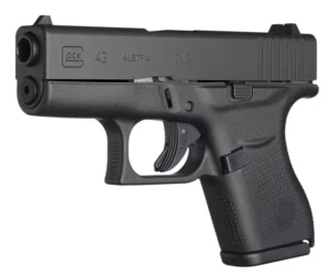 Glock UI4350201 G43 Sub-Compact 9mm Luger 6+1 3.41" Hammer Forged Barrel/Matte Black Serrated Slide/ Black Polymer Frame w/Black Textured Polymer Grips | Elite Firearms