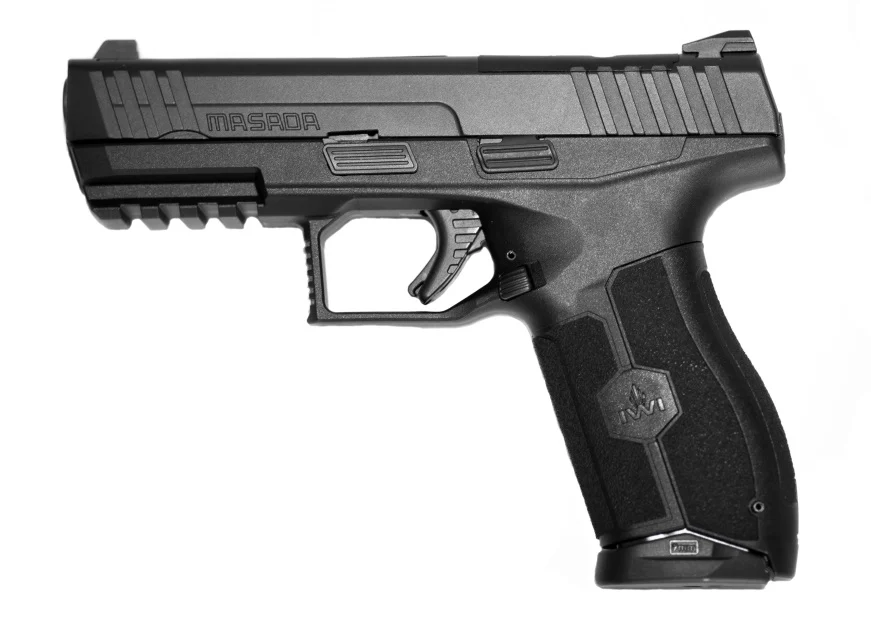 IWI MASADA Pistol 9mm 2 17/rd Magazines 4.1" Barrel Black 3-Dot Sight Optics Ready | Elite Firearms