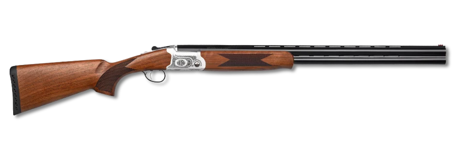 Pointer KAR41026Y Acrius  Youth 410 Gauge Break Open 3" 2rd 26" Black O/U Barrel, Nickel Engraved Metal Finish, Turkish Walnut Stock, Right Hand Includes 5 Chokes | Elite Firearms