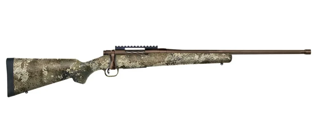 Mossberg 28044 Patriot Predator 243 Win 5+1 22" Patriot Brown Cerakote 4.49" Fluted Barrel Patriot Brown Cerakote Steel TrueTimber Strata Right Hand | Elite Firearms