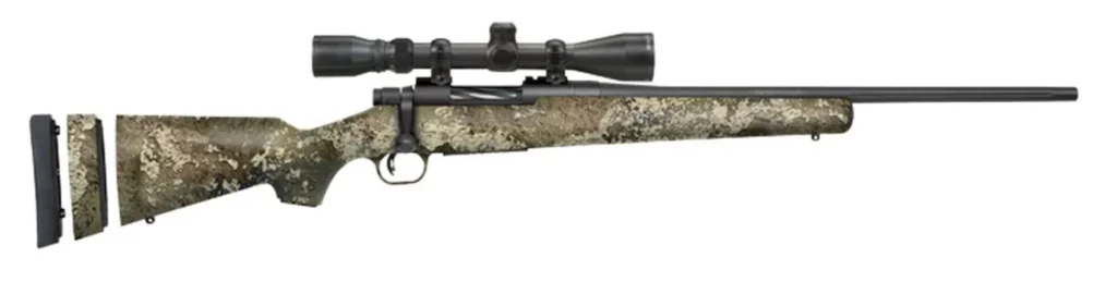 Mossberg 28067 Patriot Super Bantam 308 Win Caliber with 5+1 Capacity, 20" Fluted Barrel, Blued Metal Finish & TrueTimber Strata Synthetic Stock Right Hand (Youth) Includes 3-9x40mm Scope | Elite Firearms