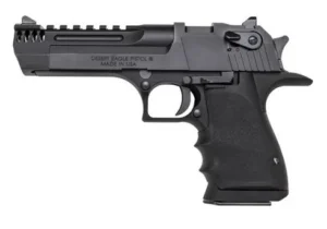 Magnum Research DE357L5IMB Desert Eagle L5 357 Mag 5" with Muzzle Brake 9+1 Black Hardcoat Anodized Aluminum Frame Black Carbon Steel Slide Black Hogue Wraparound Rubber Grip | Elite Firearms