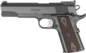 Springfield Armory PX9419ADJ 1911 Garrison Full Size 9mm Luger 9+1 5" Stainless Match Grade Barrel, Blued Carbon Steel Serrated Slide, Blued Carbon Steel Frame w/Beavertail, Thinline Wood Grip | Elite Firearms