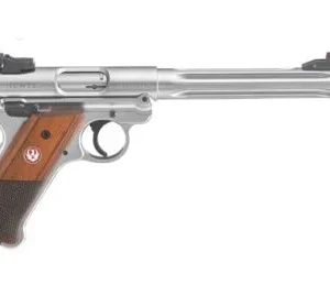 Ruger 40118 Mark IV Hunter 22 LR 10+1 6.88" Satin Stainless Fluted Bull Barrel, Satin SS Slide, Checkered Laminate Grip
