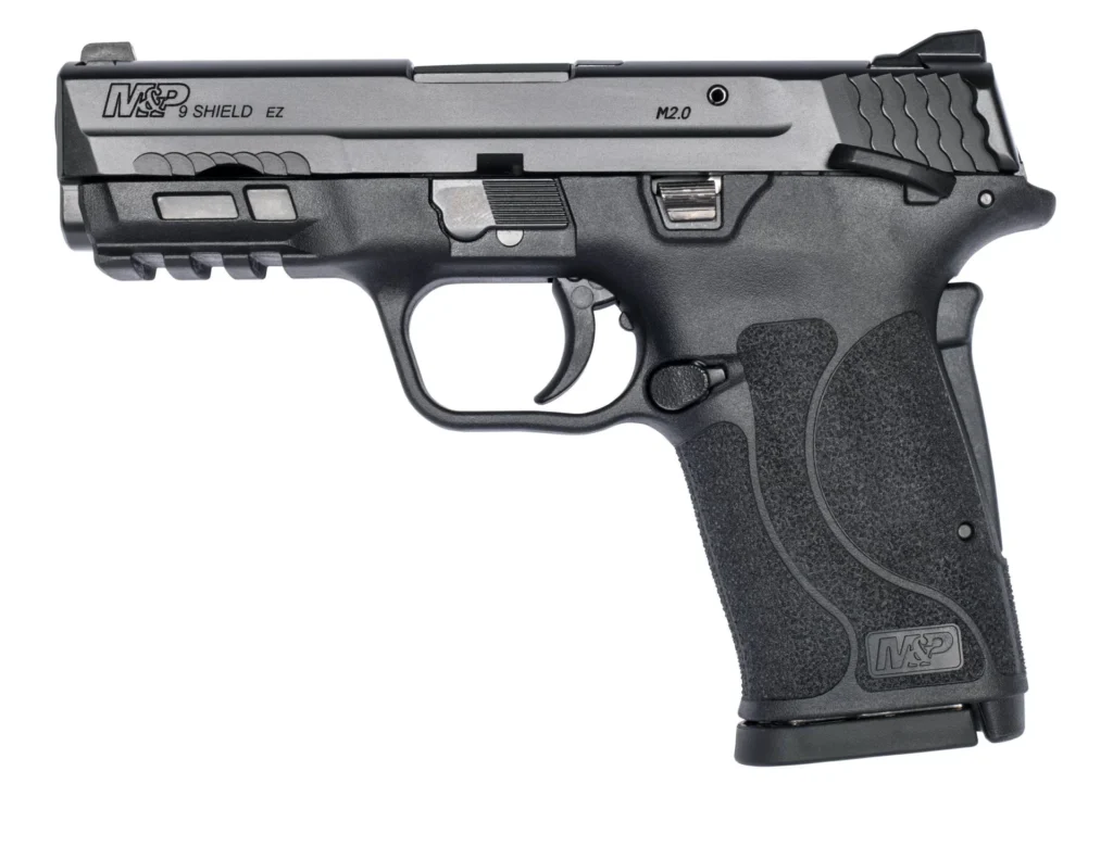 Smith & Wesson 12436 M&P Shield EZ M2.0 Compact Slim 9mm Luger 8+1 3.67" Black Armornite Barrel & Serrated Slide, Matte Black Polymer Frame w/Picatinny Rail Black Polymer Grips Right Hand | Elite Firearms