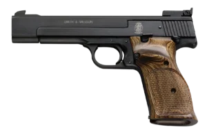 Smith & Wesson 130511 41 Full Size Frame 22 LR 10+1, 5.50" Blued Button Rifled Steel Barrel, Serrated Slide & Frame, Checkered Wood Target Grip | Elite Firearms