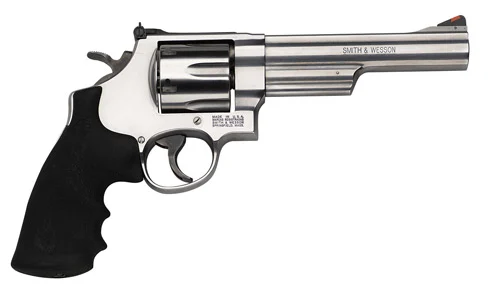 Smith & Wesson 163606 Model 629 44 Rem Mag or 44 S&W Spl Stainless Steel 6" Barrel & 6rd Cylinder, Satin Stainless Steel N-Frame, Red Ramp Front/White Outline Rear Sights | Elite Firearms