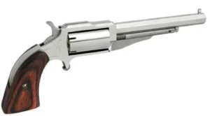 North American Arms 18604C 1860 The Earl *CA Compliant 22 LR or 22 WMR Caliber with 4" Barrel, 5rd Capacity Cylinder, Overall Stainless Steel Finish & Rosewood Boot Grip Includes Cylinder | Elite Firearms
