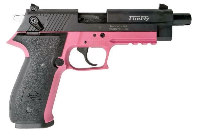 GSG GERG2213TFFPA FireFly 22 WMR 13+1 4.90" Black Threaded Barrel, Aluminum Serrated Slide, Pink Aluminum Frame w/Picatinny Rail, Textured Grip | Elite Firearms