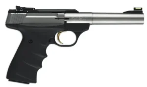 Browning 051442490 Buck Mark Camper *CA Compliant 22 LR 10+1 5.50" Taper Bull Barrel, Matte Stainless Serrated SS Slide & Aluminum Frame, Black Ultragrip RX Grips | Elite Firearms
