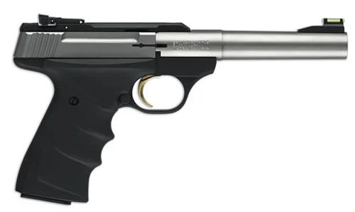 Browning 051442490 Buck Mark Camper *CA Compliant 22 LR 10+1 5.50" Taper Bull Barrel, Matte Stainless Serrated SS Slide & Aluminum Frame, Black Ultragrip RX Grips | Elite Firearms