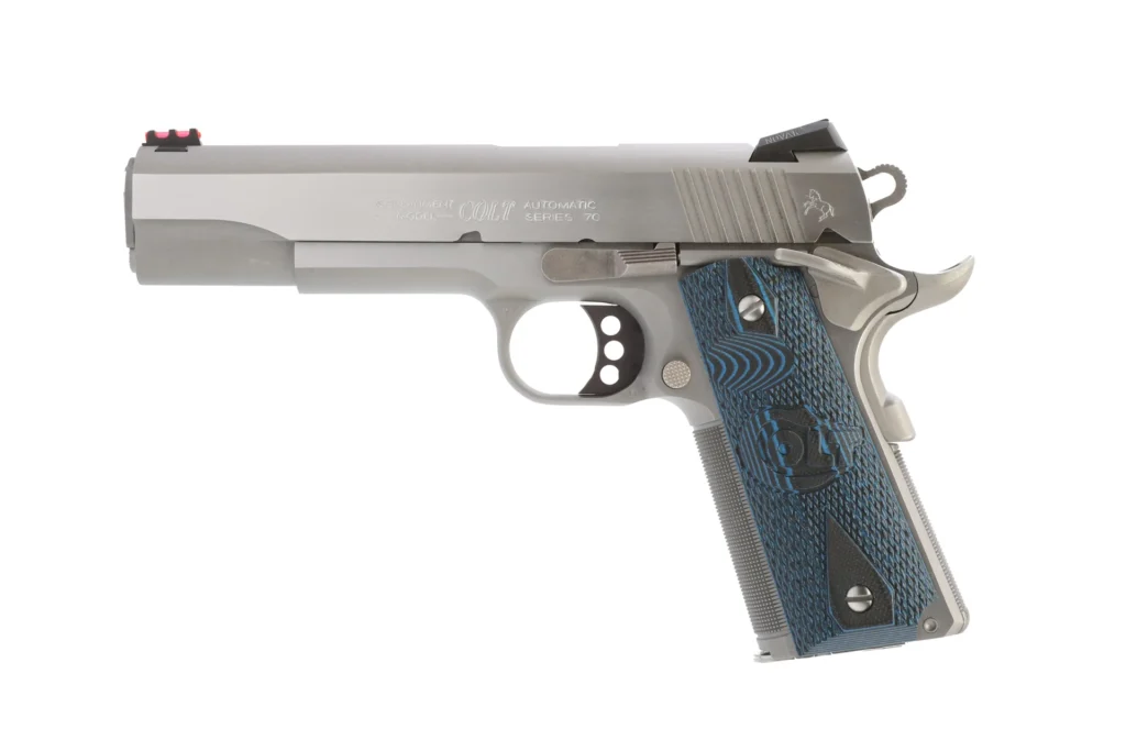 Colt Mfg O1073CCP Competition 38 Super 9+1 5" National Match Barrel, Stainless Steel Serrated Slide, Stainless Steel Frame w/Beavertail, Competition Blue G10 Grip | Elite Firearms