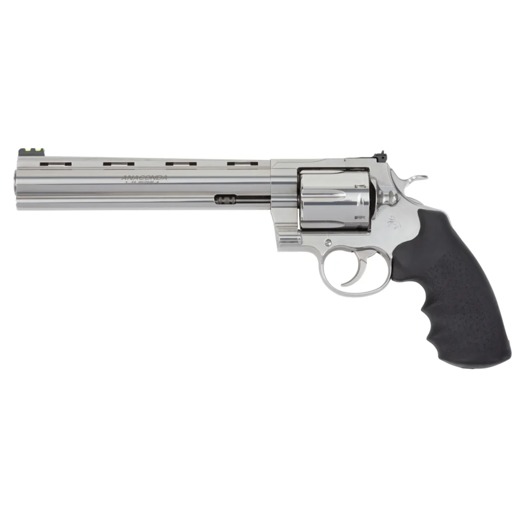 Colt Mfg ANACONDASP8RFT Anaconda Target 44 Mag 6rd 8" Stainless Vent Rib Barrel, Stainless Steel Frame Black & Rubber Grip | Elite Firearms