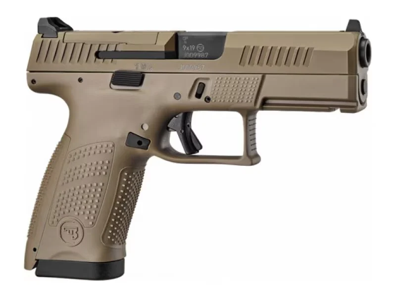CZ-USA 91577 P-09 C Nocturne Compact Frame 9mm Luger 15+1 3.74" Steel Barrel, Flat Dark Earth Cerakote Optic Cut/Serrated Steel Slide, Flat Dark Earth Polymer Frame w/Picatinny Rail, Textured Grip | Elite Firearms