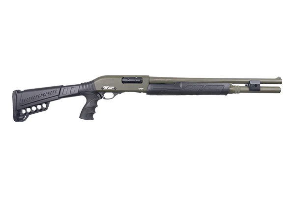 Gforce Arms GF2P12 GF2P 12 Gauge Pump 3" Chamber 7+1 20" Fixed Cylinder Bore, OD Green Barrel/Rec, Black Furniture, 5rd Shell Carrier Stock, Rubber Pistol Grip, Blade Sight, 3rd Shell Holder on Rec | Elite Firearms