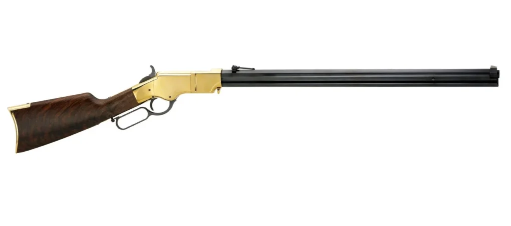 Henry H011C Original Full Size 45 Colt (Long Colt) 13+1 24.50" Blued Octagon Barrel, Polished Brass Receiver, Fancy American Walnut Wood Stock, Brass Buttplate/Pad Right Hand | Elite Firearms