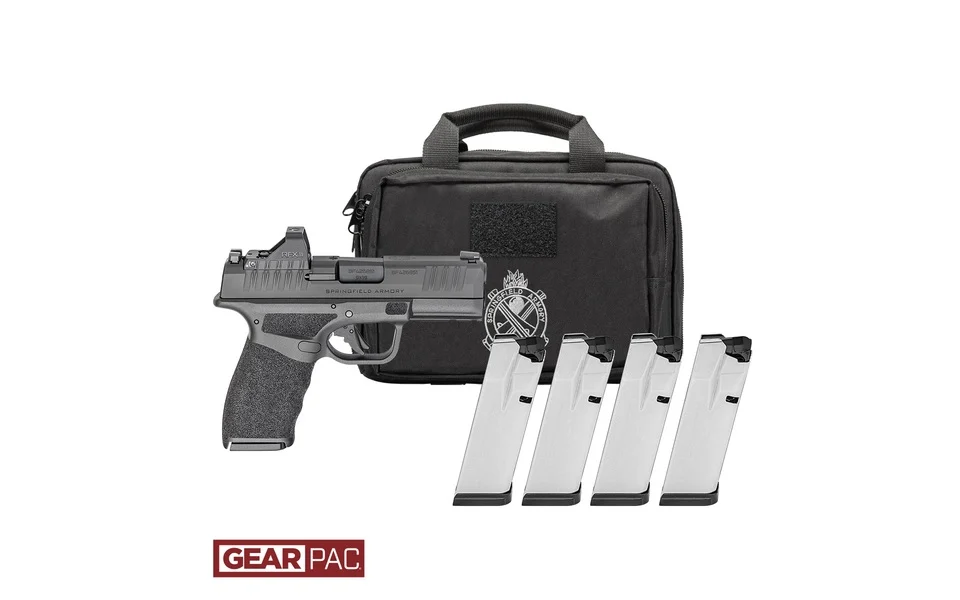 Springfield Gear Pac Hellcat Pro OSP Handgun 9mm Luger 15rd (1)&17rd (3) Magazines 3.7" Barrel Black Green Dot Bag | Elite Firearms