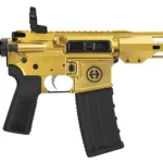 Hi-Point HP15P-556GOLD HP 15P 5.56 NATO 30+1 10.50" Black Threaded Barrel, Gold Aluminum Receiver w/Picatinny Rail, M-LOK Handguard, Blade Black Polymer Brace, Black B5 P Type 23 Grip | Elite Firearms