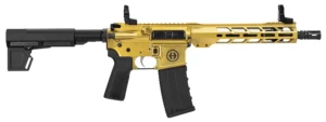 Hi-Point HP15P-556GOLD HP 15P 5.56 NATO 30+1 10.50" Black Threaded Barrel, Gold Aluminum Receiver w/Picatinny Rail, M-LOK Handguard, Blade Black Polymer Brace, Black B5 P Type 23 Grip | Elite Firearms