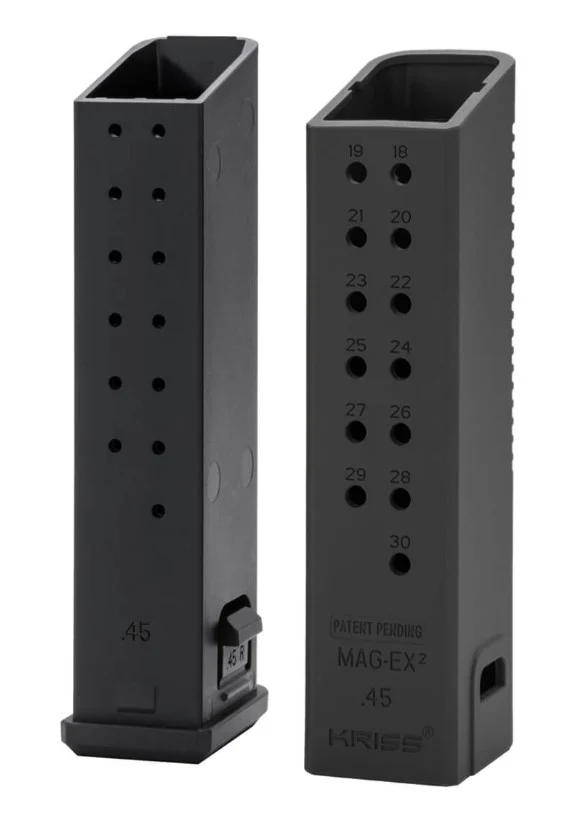 Kriss USA KVAMX2K45BL00 Mag-Ex2 Extension Kit Extended 45 ACP 30 Compatible w/ Glock 21 Gen3-5 13rd Magazines Black Polymer | Elite Firearms