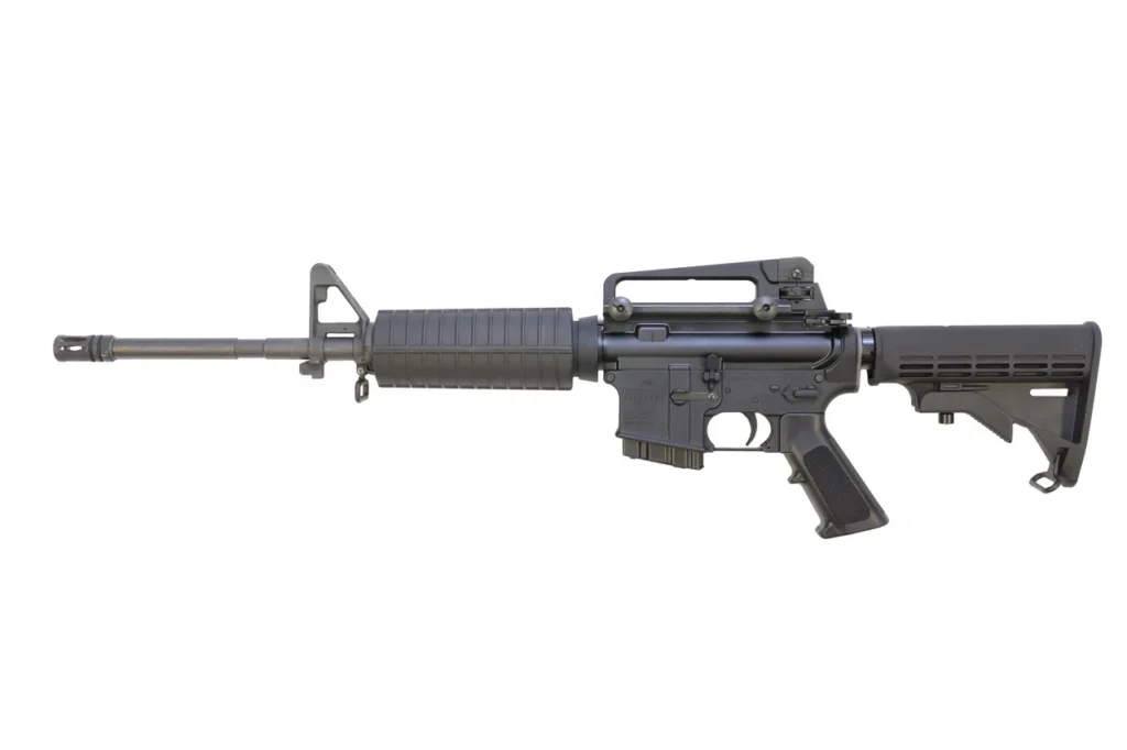 Bushmaster 0010004CA M4 Patrolman's  5.56x45mm NATO Caliber with 16" Barrel, 10+1 Capacity, Black Metal Finish, Black 6 Position Collapsible Stock & Black Polymer Grip Right Hand | Elite Firearms