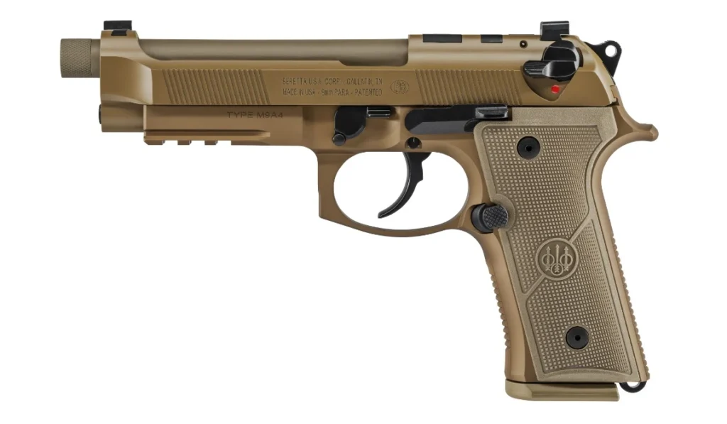 Beretta USA JS92M9A4GM M9A4  9mm Luger 5.10" Threaded Barrel 18+1, Flat Dark Earth Cerakote Polymer Frame, Serrated Steel Optic Cut Slide, Polymer Grip & Decocker Safety | Elite Firearms
