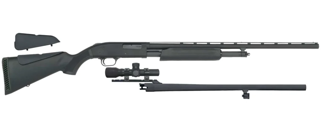 Mossberg 58244 500 Field/Deer 12 Gauge 5+1 3" 28" Vent Rib/24" Slugster Barrels, Blued Metal Finish, Synthetic Dual Comb Stock, Includes Accu-Set Chokes & 2.5x20mm Scope | Elite Firearms