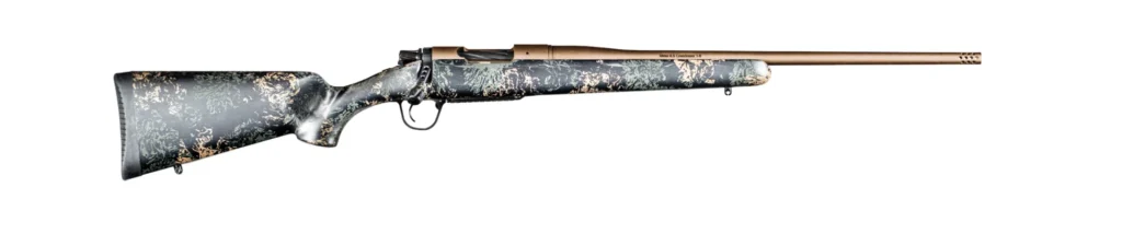 Christensen Arms 8010108500 Mesa FFT 300 Win Mag 3+1 22" Threaded Barrel, Burnt Bronze Cerakote, Green with Black/Tan Webbing Stock | Elite Firearms