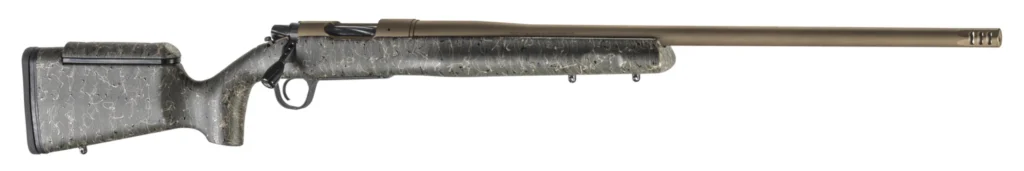 Christensen Arms 8010200600 Mesa Long Range 6.5 Creedmoor 4+1 26" Threaded Barrel, Burnt Bronze Cerakote, Green with Black/Tan Webbing Stock | Elite Firearms