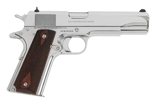 Colt Mfg O1911CBS38 1911 Government 38 Super 9+1 5" Stainless Steel Barrel, Bright Stainless Serrated Slide, Bright Stainless Steel Frame w/Beavertail | Elite Firearms
