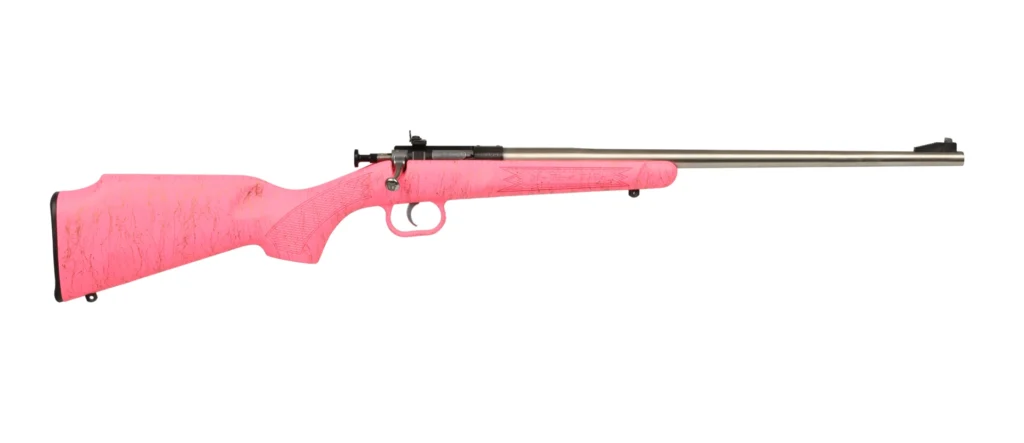 Crickett KSA2441 Gen2  Youth 22 LR 1rd 16.13" Stainless Single Shot Barrel, Stainless Steel Receiver, Pink w/Gold Webbing Fixed Synthetic Stock | Elite Firearms
