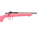 Crickett KSA2441 Gen2 Youth 22 LR 1rd 16.13" Stainless Single Shot Barrel, Stainless Steel Receiver, Pink w/Gold Webbing Fixed Synthetic Stock | Elite Firearms