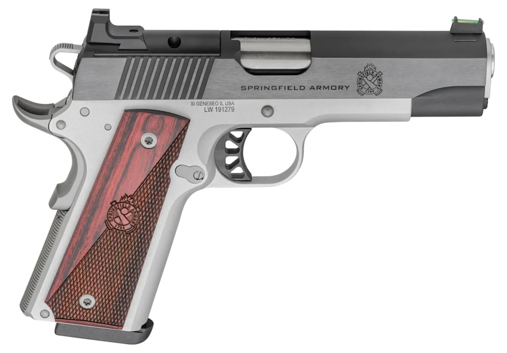 Springfield Armory PX9118LAOS 1911 Ronin 45 ACP 8+1 4.25" Stainless Steel Barrel Optic Ready Blued Slide Crossed Cannon Wood Laminate Grip | Elite Firearms