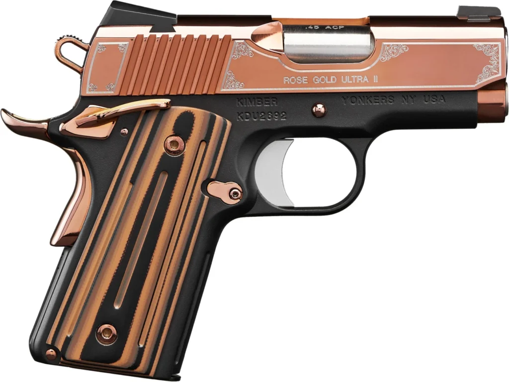 Kimber Mfg.,inc 3200373 Rose Gold Ultra II 45ACP 7+1 3" Rose Gold PVD Coating Stainless Steel Slide KimPro Matte Black G10 Grip | Elite Firearms